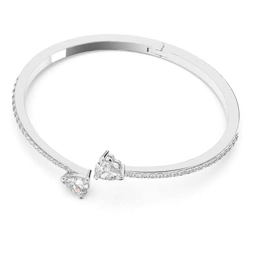 Swarovski Soul Heart Bangle Bracelet Collection, Rhodium Finish, Clear Crystals for Fashionista Women, Daily Wear
| Swa