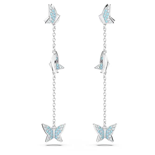 Swarovski Lilia Butterfly Jewelry for Women, Blue Rhodium Crystal Necklace, Earrings, and Bracelet
| Swarovski Lilia Bu