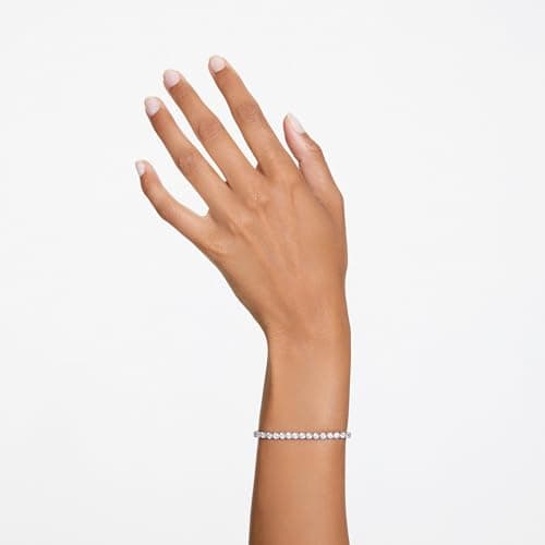 Swarovski Matrix Tennis Bracelet for Women, Round Cut, Clear, Rhodium Finished, Elegant Jewelry Design