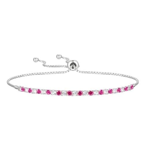 Tirafina Gemstone and Lab-Created White Sapphire Adjustable Bolo Bracelet for Women, Easy-On Easy-Off, Perfect for Casua