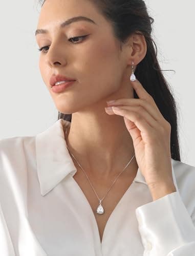 YL 925 Sterling Silver Teardrop Dangle Earrings for Women | Birthstone Solitaire Leverback Jewelry | 7x10 MM | Birthston