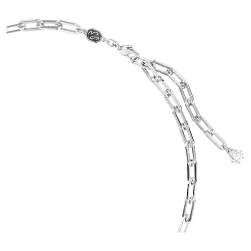 Swarovski Constella Jewelry Collection Coordinating Rhodium Finish Crystal & Chain Necklace and Bracelet for Formal Eve