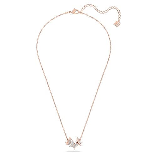 Swarovski Lilia White Butterfly Necklace for Women Rose-gold Tone Plated | Elegant Jewelry Accessory | Perfect Gift