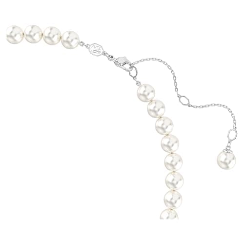 Swarovski Ariana Grande Crystal and Pearl Necklace for Women - Fashion Jewelry - Rhodium Finish - 18 inch Necklace - Hal