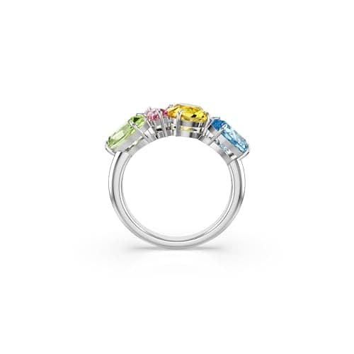 Swarovski Gema Ring, Mixed Cuts, Multicolored, Rhodium Finished, Perfect Gift for Special Occasions; Size: US 7, EU 55