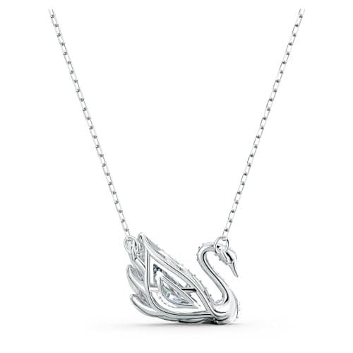 Swarovski Dancing Swan Necklace Jewelry Collection - Rhodium Finish, Blue & Clear Crystals, Elegant Fashion Statement
|