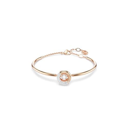 Swarovski Dextera Round Cut Clear Rose Gold-Tone Finished Bangle for Women Evening Wear Sparkling Jewelry