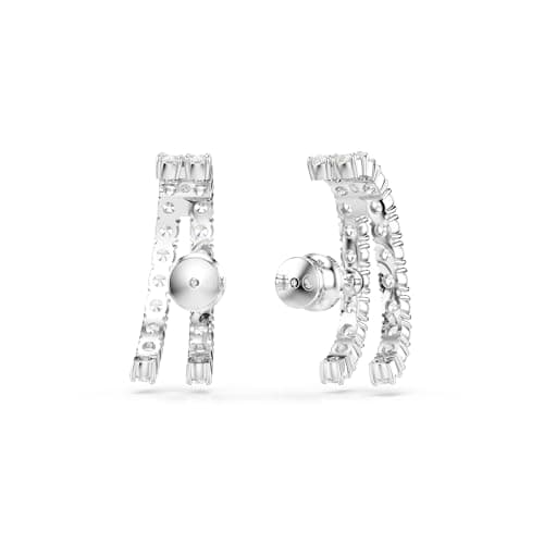 Swarovski Matrix Ear Cuffs Round Cut Clear Rhodium Finish for Fashionistas Evening Wear Sparkle Accessories