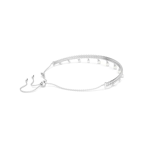 Swarovski Ariana Grande Crystal and Pearl Choker Necklace for Women - Fashion Jewelry Rhodium Finish - CAPSULE COLLECTIO