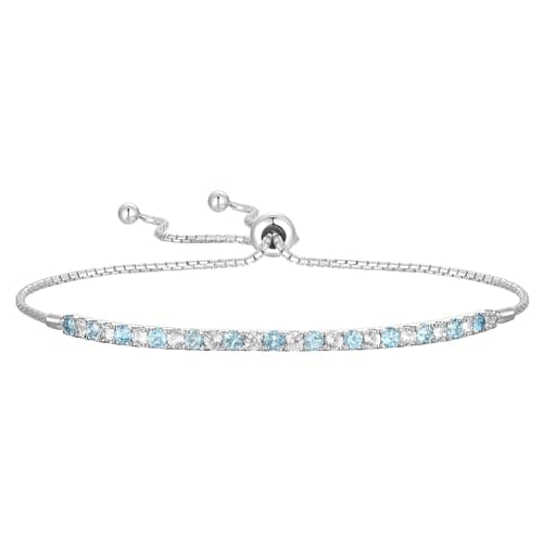 Tirafina Gemstone and Lab-Created White Sapphire Adjustable Bolo Bracelet for Women, Easy-On Easy-Off, Perfect for Casua