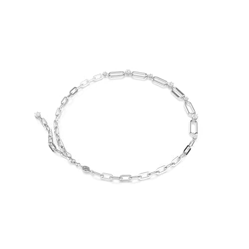 Swarovski Constella Jewelry Collection Coordinating Rhodium Finish Crystal & Chain Necklace and Bracelet for Formal Eve