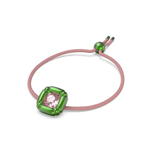 Swarovski Dulcis Soft Bracelet Pink Crystal Green Setting Pink Cord Women Accessories