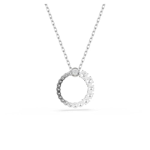 Swarovski Matrix Pendant Clear Crystal Pearl Round Cut Rhodium Finished Necklace