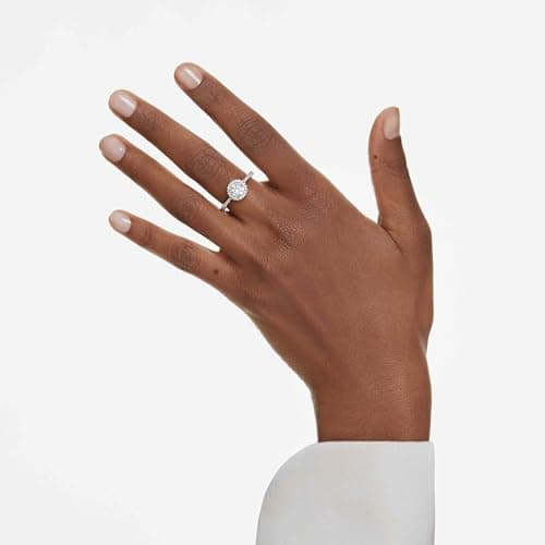 Swarovski Una Angelic Ring, Round Cut Clear Silver-Tone Finish Size 6 3/4 for Women