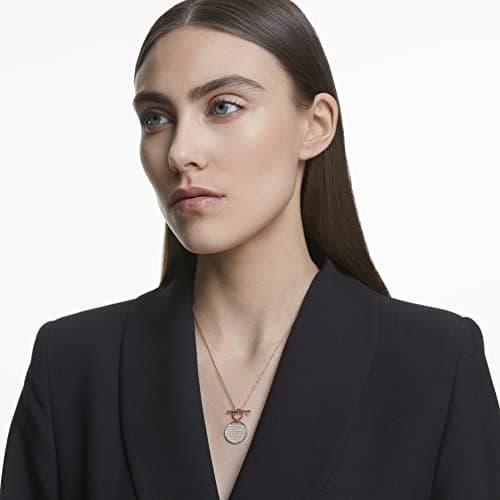 Swarovski Ginger T Bar Necklace - Rose Gold Tone Finish for Women - Night Out - Sparkling Clear Crystals - 18inch Chain