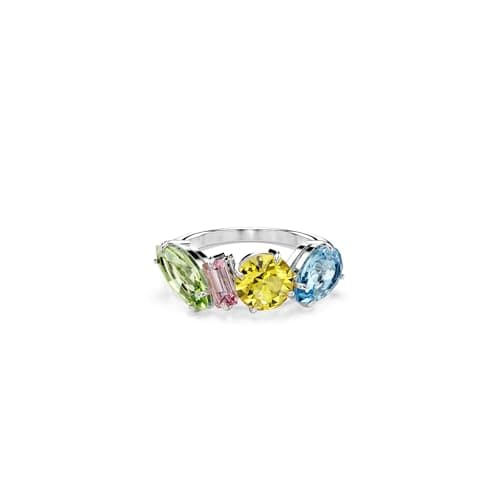 Swarovski Gema Ring, Mixed Cuts, Multicolored, Rhodium Finished, Perfect Gift for Special Occasions; Size: US 7, EU 55