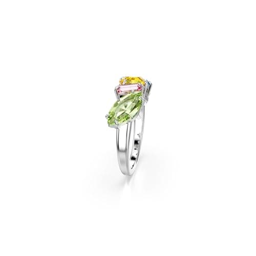 Swarovski Gema Ring, Mixed Cuts, Multicolored, Rhodium Finished, Perfect Gift for Special Occasions; Size: US 7, EU 55