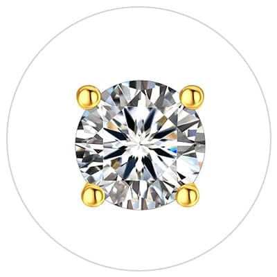 MomentWish 14K Gold Plated Stud Earrings for Women, 1-2 Carat Moissanite, Yellow/Rose Gold Plated 925 Sterling Silver Bi