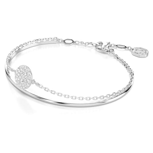 Swarovski Sublima Bangle Bracelet: Meteor Motif, Snow Pavé Clear Crystals, Rhodium Finish, Women's Jewelry, Evening Wear