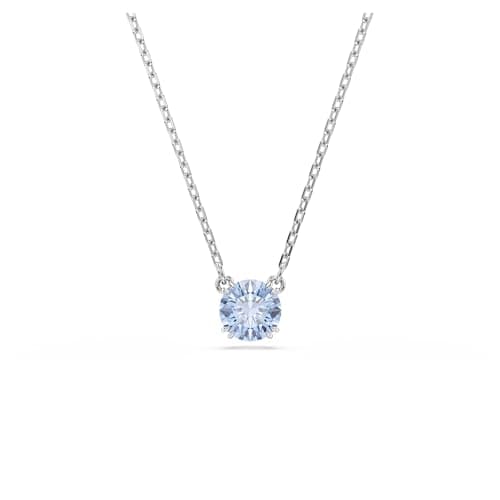 Swarovski Stilla Pendant, Round Cut Blue Rhodium Finished for Women Evening Wear