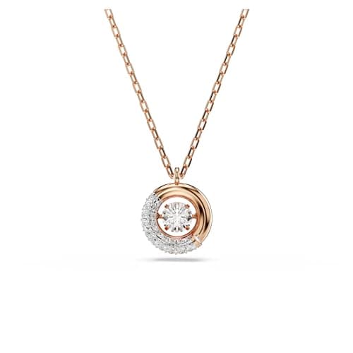 Swarovski Dextera Pendant Round Cut Clear Rose Gold-Tone Finished for Women Evening Party