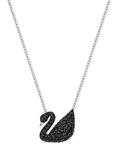 Swarovski Iconic Swan Pendant Necklace Black/Teal For Women Special Occasions Glittering Crystal Design One Size Fits Al