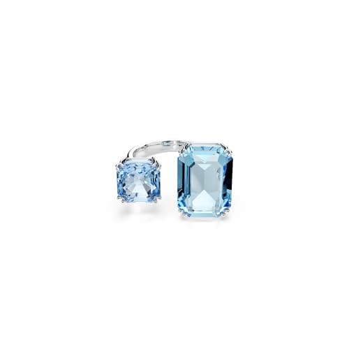 Swarovski Millenia Open Ring, Octagon Cut Blue Rhodium Finish for Fashionista Women Evening Party Jewelry