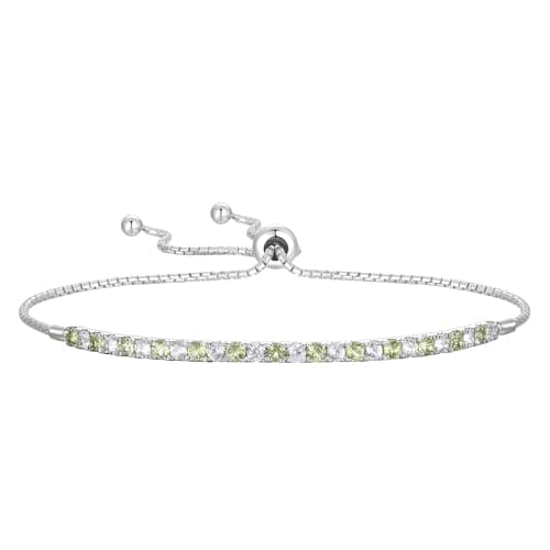 Tirafina Gemstone and Lab-Created White Sapphire Adjustable Bolo Bracelet for Women, Easy-On Easy-Off, Perfect for Casua
