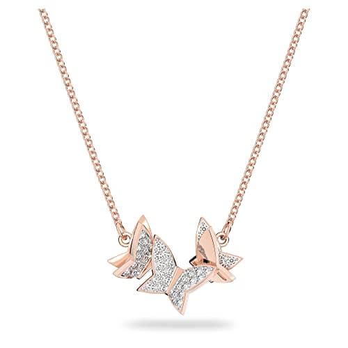 Swarovski Lilia White Butterfly Necklace for Women Rose-gold Tone Plated | Elegant Jewelry Accessory | Perfect Gift