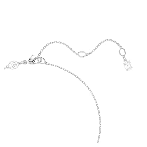 Swarovski Matrix Pendant Clear Crystal Pearl Round Cut Rhodium Finished Necklace