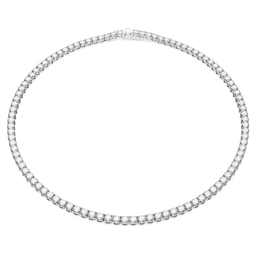 Swarovski Matrix Tennis Clear Round Cut Rhodium Finished Necklace for Women During Sports