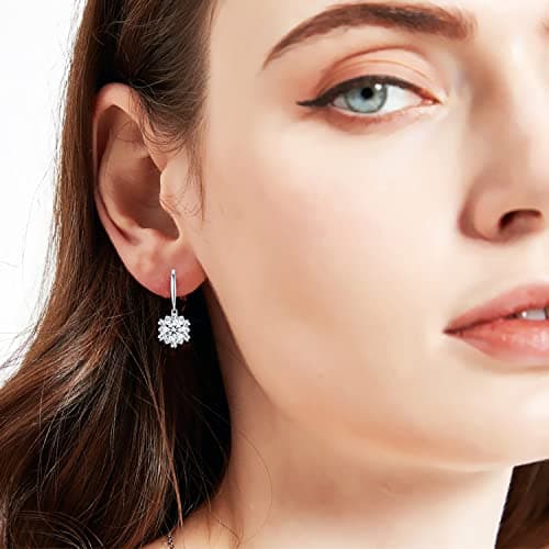 Moissanite Hoop Drop Earrings for Women 1Ct-3Ct Gifts for Wife Her Mom Girlfriend Daughter