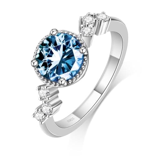 DAKKXN Moissanite Engagement Rings for Women: Round Cut VVS1 D Color Moissanite Ring, Perfect for Everyday Wear and Wedd