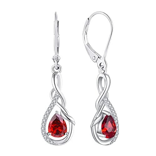 Sterling Silver Infinity Dangle Drop Earrings for Women Evening Parties
| Twisted Gemstone Sterling Silver Leverback Ea