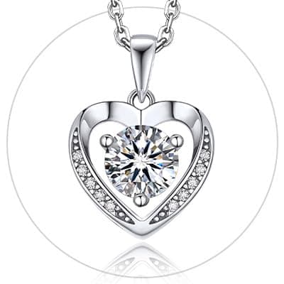 MomentWish Heart Moissanite Necklace for Women, Perfect Gift for Christmas and Birthday, D Color VVS1 Simulated Diamond
