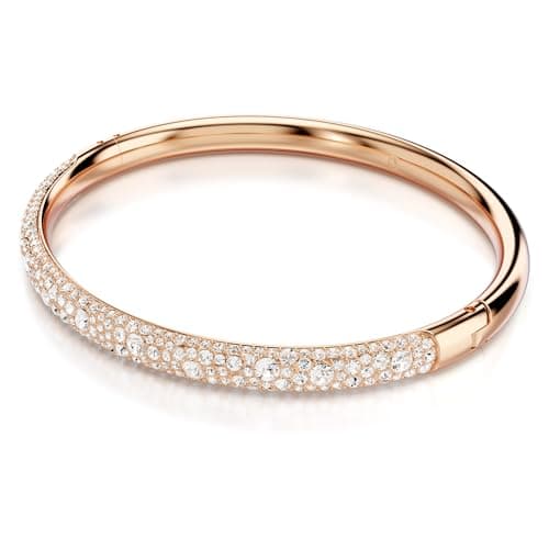 Swarovski Meteora Bangle: Snow Pave Clear Crystals on Rose Gold-tone Finished Metal for Elegant Women on Formal Occasion