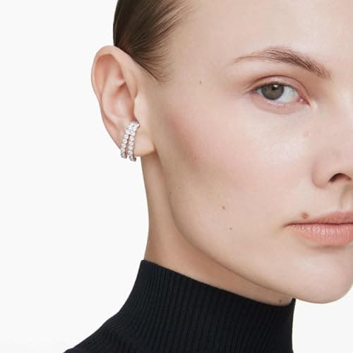 Swarovski Matrix Ear Cuffs Round Cut Clear Rhodium Finish for Fashionistas Evening Wear Sparkle Accessories