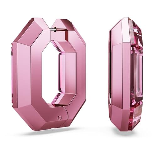 Swarovski Lucent Small Hoop Earrings - Pink Octagon-Shaped Crystals | elegance, party events | Women, Jewelry Lovers | R