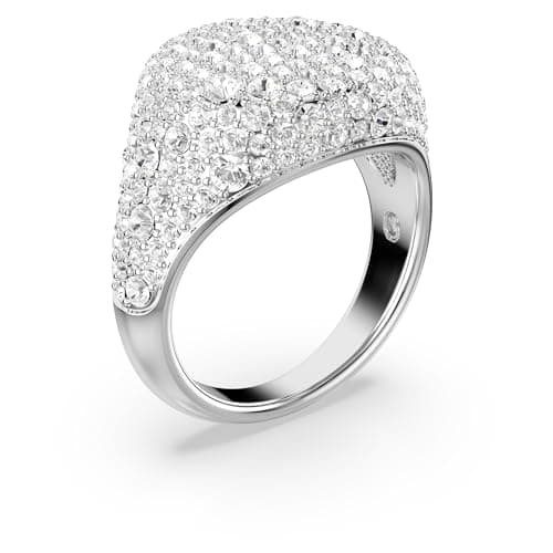Swarovski Meteora Cocktail Ring for Women, Clear Crystals, Rhodium Finished Metal, Elegant Evening Party Ring, 10G vidéo