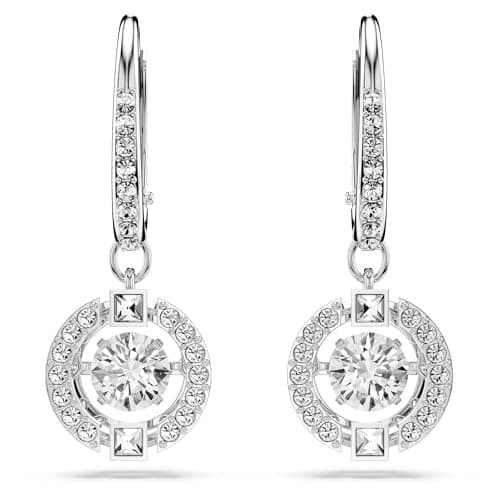 Swarovski Sparkling Dance Necklace and Earrings Jewelry Collection for Women in Rhodium Finish and Blue & Clear Crystal