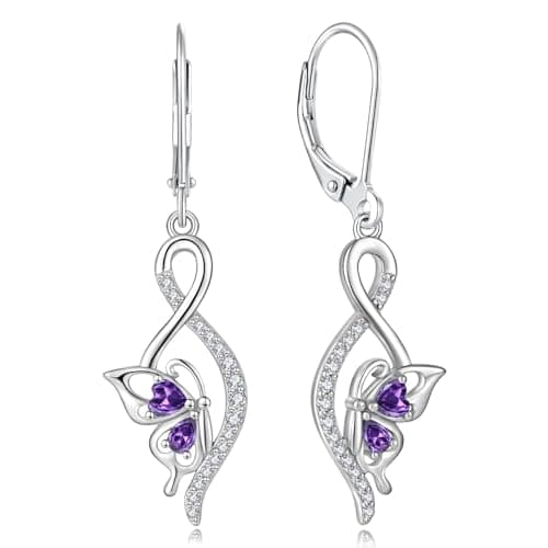 YIFSIY Butterfly Earrings 925 Sterling Silver Leverback Infinity Dangle Jewelry for Women Gifts for Her Party Occasions