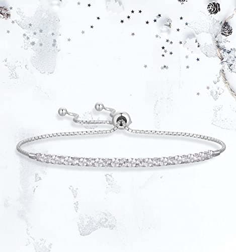 Tirafina Gemstone and Lab-Created White Sapphire Adjustable Bolo Bracelet for Women, Easy-On Easy-Off, Perfect for Casua