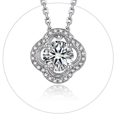 MomentWish Heart Necklace for Women, 1 Carat Simulated Moissanite for Her 925 Sterling Silver Halo Pendant-Heart Recycle