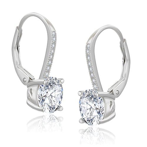 LESA MICHELE Rhodium Plated Sterling Silver Cubic Zirconia Drop Bridal Earrings for Women
| LESA MICHELE Rhodium Plated