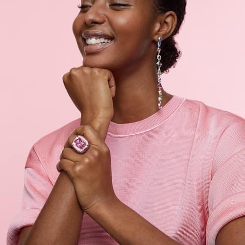 Swarovski Dulcis Cocktail Ring Jewelry Collection Pink Crystals for Women Parties Wedding