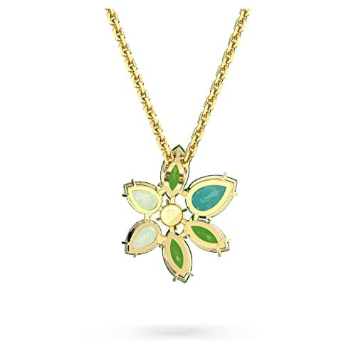 Swarovski Gema Flower Pendant Necklace for Women Special Occasions Sparkling Crystal Pendant Necklace 18K Gold Vermeil S