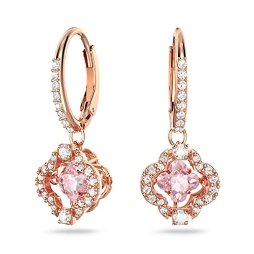 Swarovski Una Pierced Earrings: Clear Crystal Pavé & Pink Stone, Rose-Gold Tone, Women's Jewelry, Everyday Wear, Dazzlin