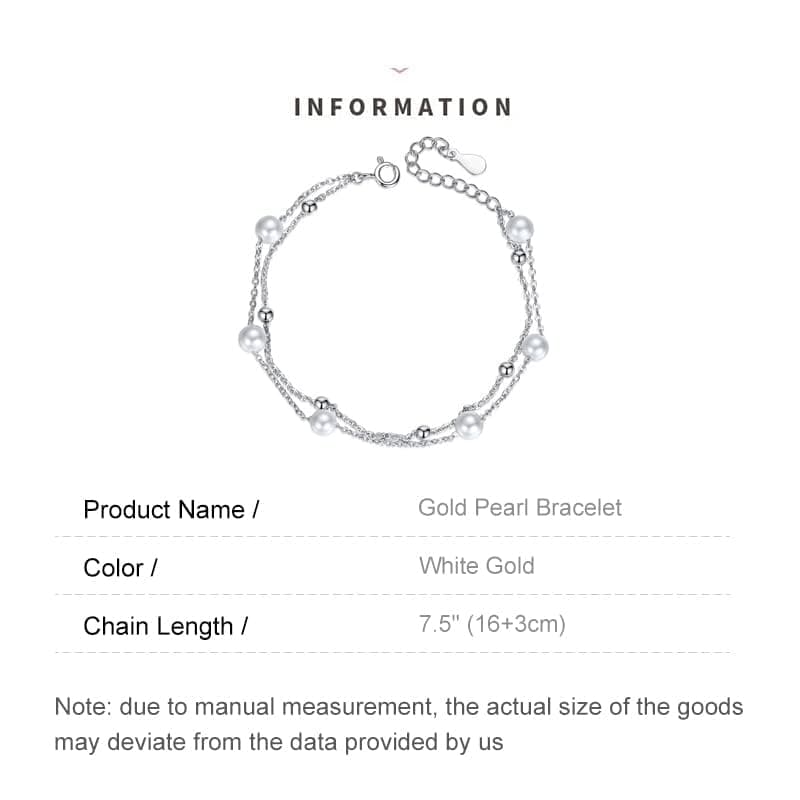 AMINKINA 14K Gold Pearl Bracelet, Double Layer Freshwater Pearl Bracelet, Mother's Day Gift for Mother and Wife, Elegant