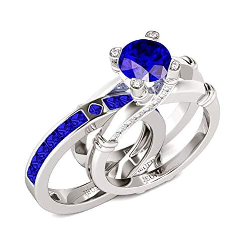 Jeulia Diamond Band Rings for Women CZ Sterling Silver Interchangeable Ring Sets Engagement Wedding Anniversary Promise