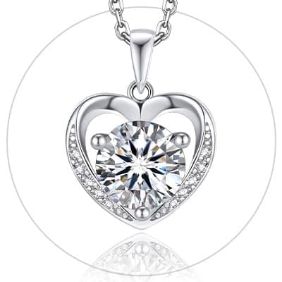 MomentWish Heart Moissanite Necklace for Women, Perfect Gift for Christmas and Birthday, D Color VVS1 Simulated Diamond